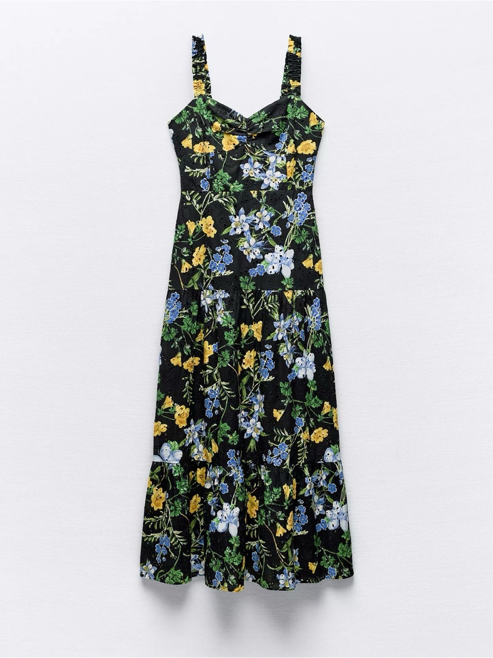 Zara Floral Eyelet Midi Dress S